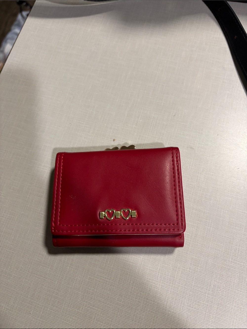 Red Women's Compact Wallet with Heart Detail